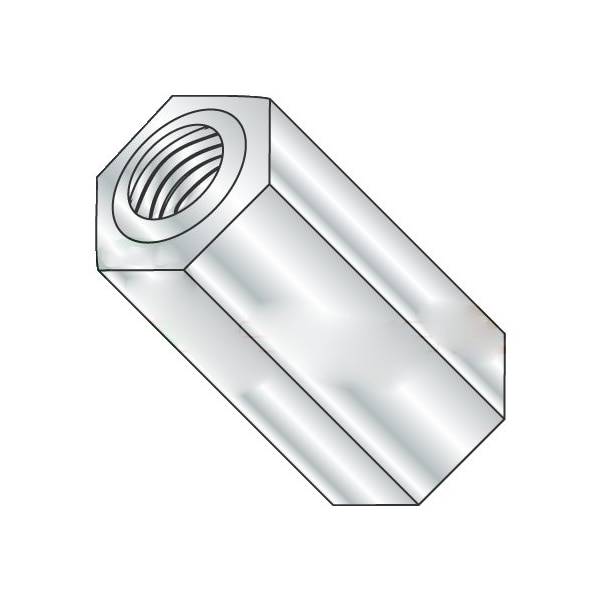 Newport Fasteners Hex Standoff, #6-32 Thrd Sz, 1 in L, Brass Nickel, 1/4" Hex W, 500 PK 256572 - main
